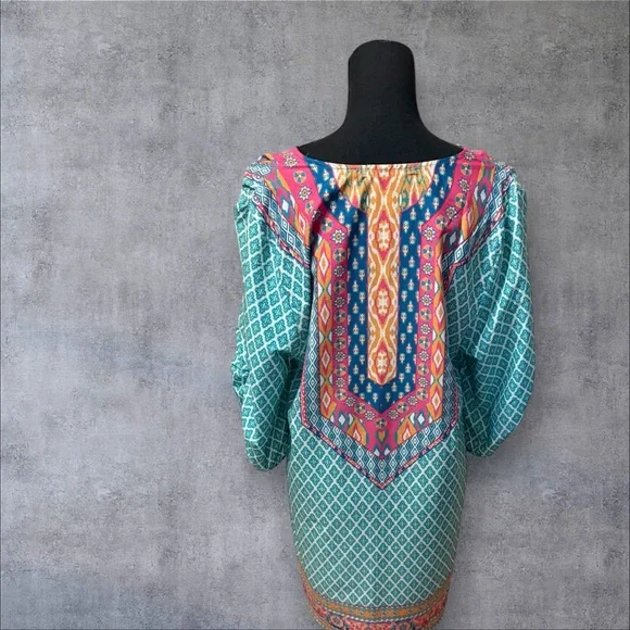 Colorful Geometric Pattern Tunic Dress - Picture 4 of 5
